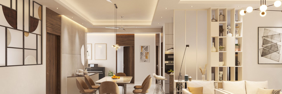 Modern interior with integrated lighting